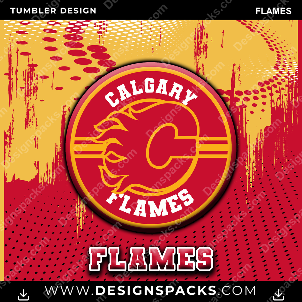 Ice Hockey Dot Logo Flames Tumbler Digital Wrap Design