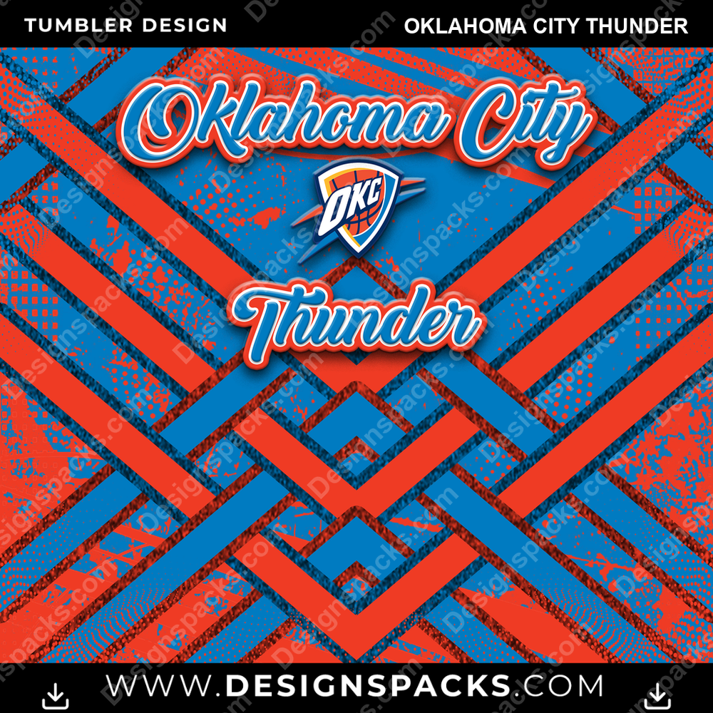 Basketball Glitter Stripe Oklahoma City Thunder Tumbler Digital Wrap Design