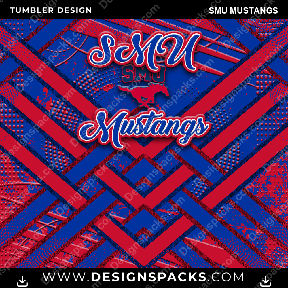 College Sport Glitter Stripe SMU Mustangs Tumbler Digital Wrap Design