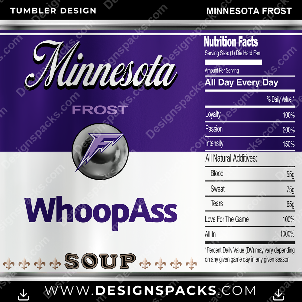 Hockey Soup Can Minnesota Frost NHL Hockey Tumbler Digital Wrap Design Download