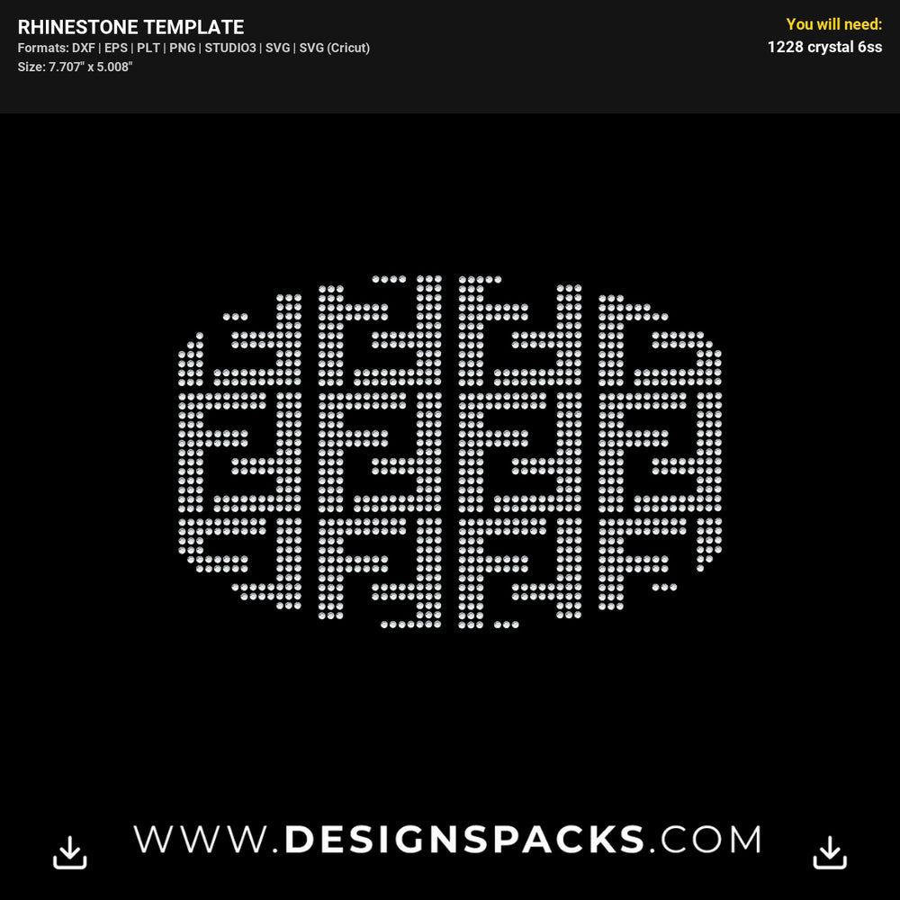 Elegant Face Mask Pattern Five Rhinestone Digital Template