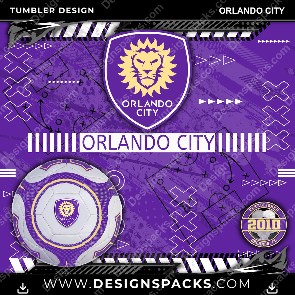 Soccer Xs & Os Orlando City Tumbler Digital Wrap Design
