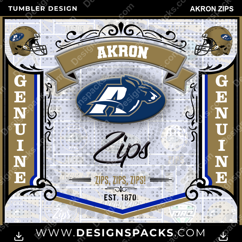 College Sport Bud Akron Zips Tumbler Digital Wrap Design