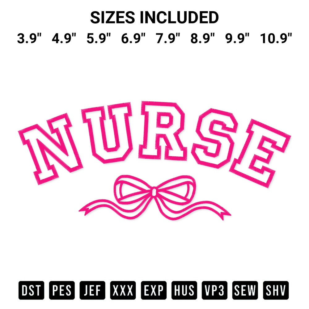 Create amazing crafts with the Nurse With Bow Embroidery Design embroidery file. High-quality digital download from Designspacks.com, perfect for beginners and pros. Available sizes: 3.9", 4.9", 5.9", 6.9", 7.9", 8.9", 9.9", 10.9".