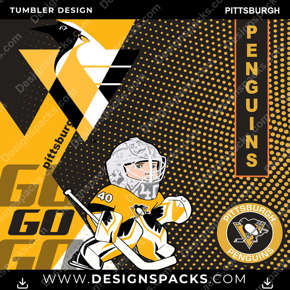 Ice Hockey GO Pittsburgh Tumbler Digital Wrap Design