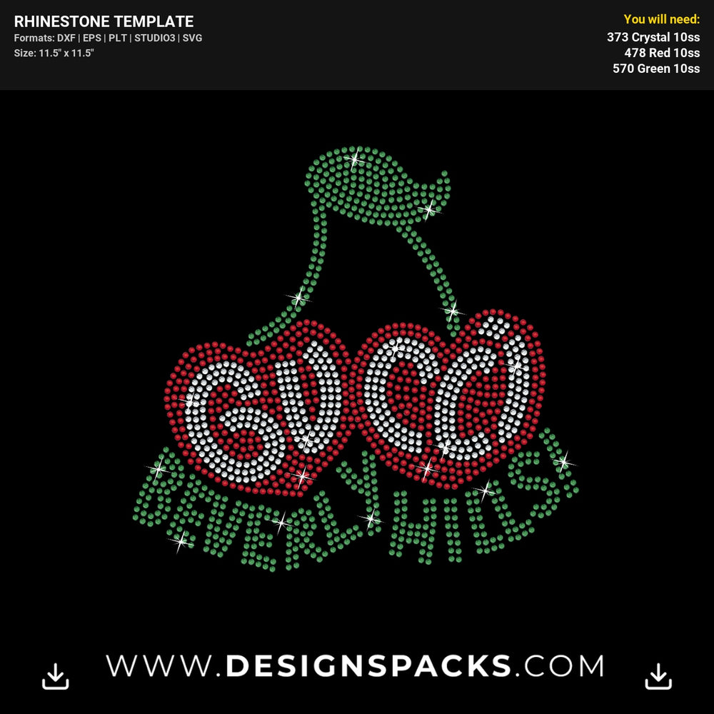 Gucci Beverly Hills Cherry Rhinestone Digital Template