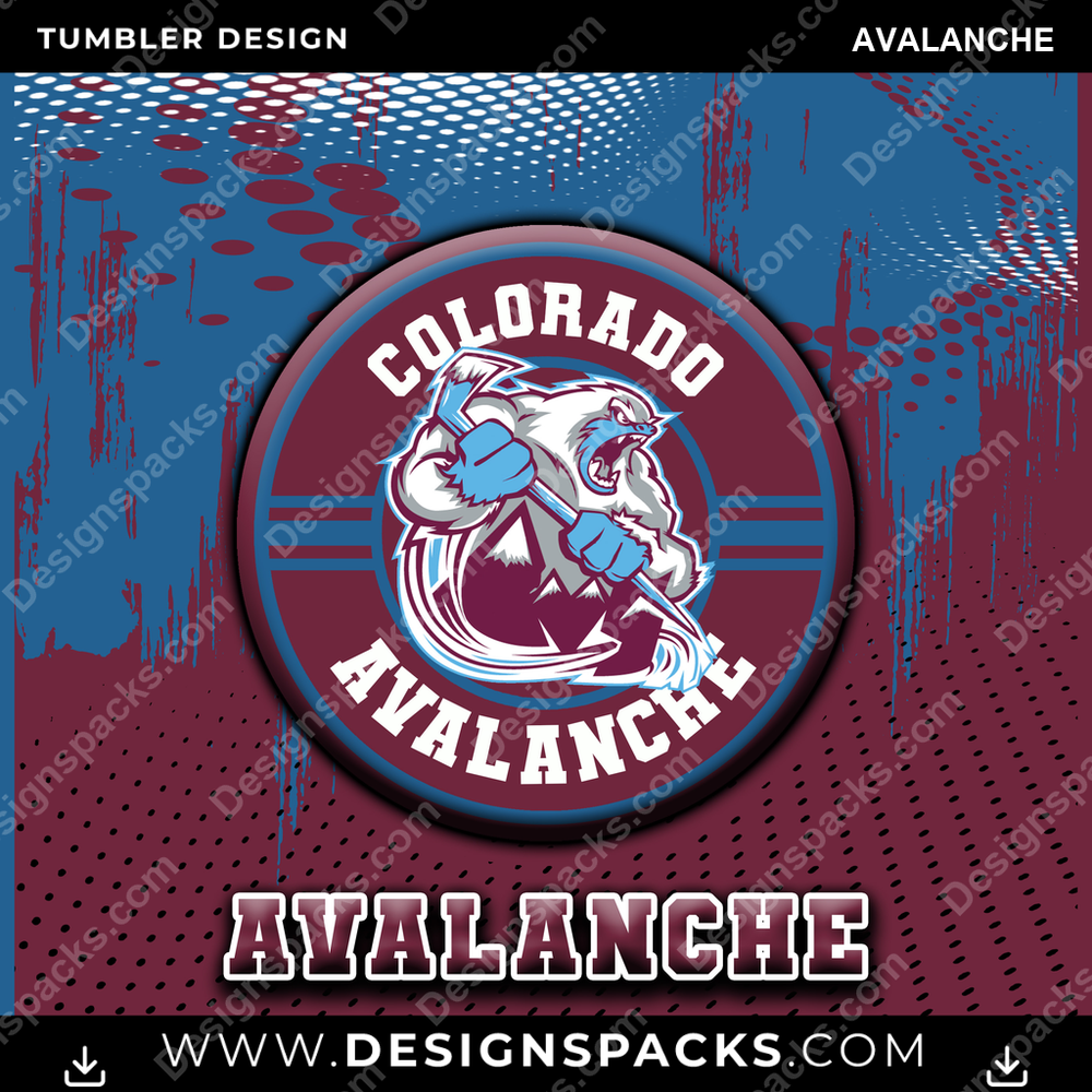 Ice Hockey Dot Logo AVALANCHE Tumbler Digital Wrap Design