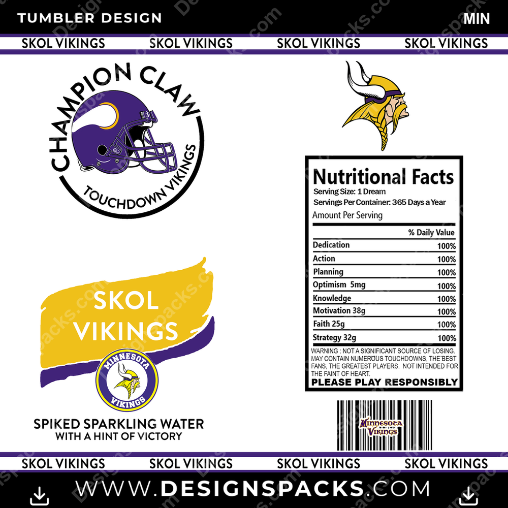 Football White Claw MIN Tumbler Digital Wrap Design
