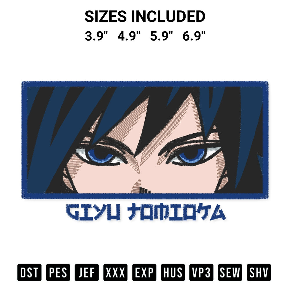 Create amazing crafts with the Giyu Tomioka Embroidery Design embroidery file. High-quality digital download from Designspacks.com, perfect for beginners and pros. Available sizes: 3.9", 4.9", 5.9", 6.9".