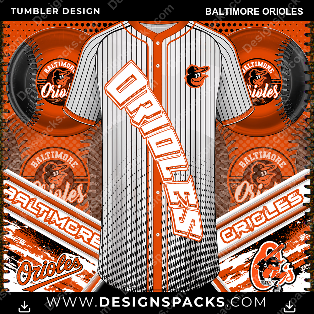 Baseball Jersey Team Baltimore Orioles Tumbler Digital Wrap Design