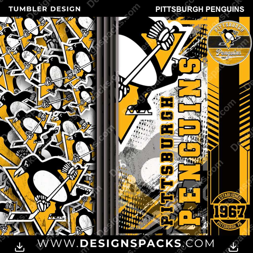 Hockey Sports Pittsburgh Penguins NHL Hockey Tumbler Digital Wrap Design Download