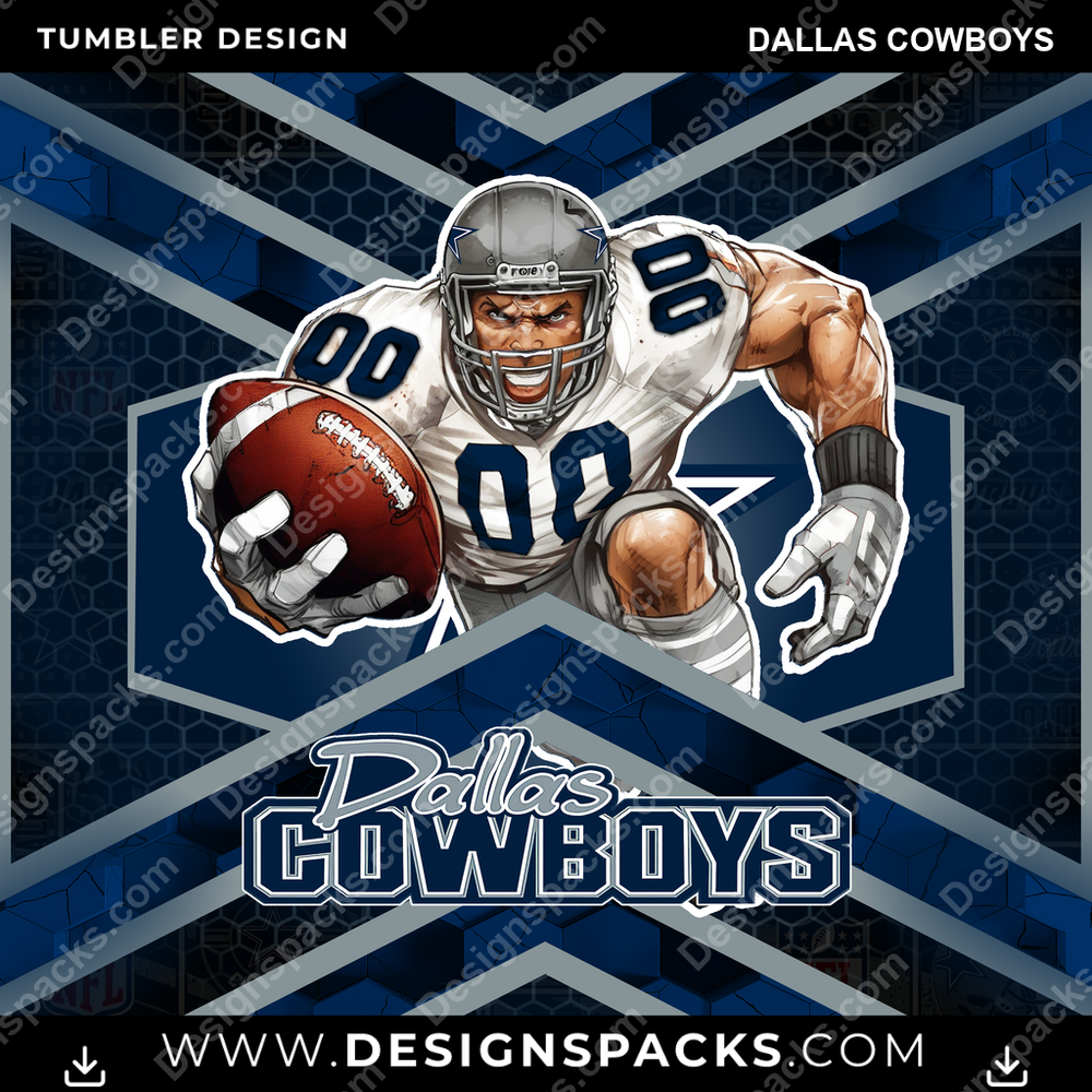 Football Honeycomb Dallas Cowboys Tumbler Digital Wrap Design