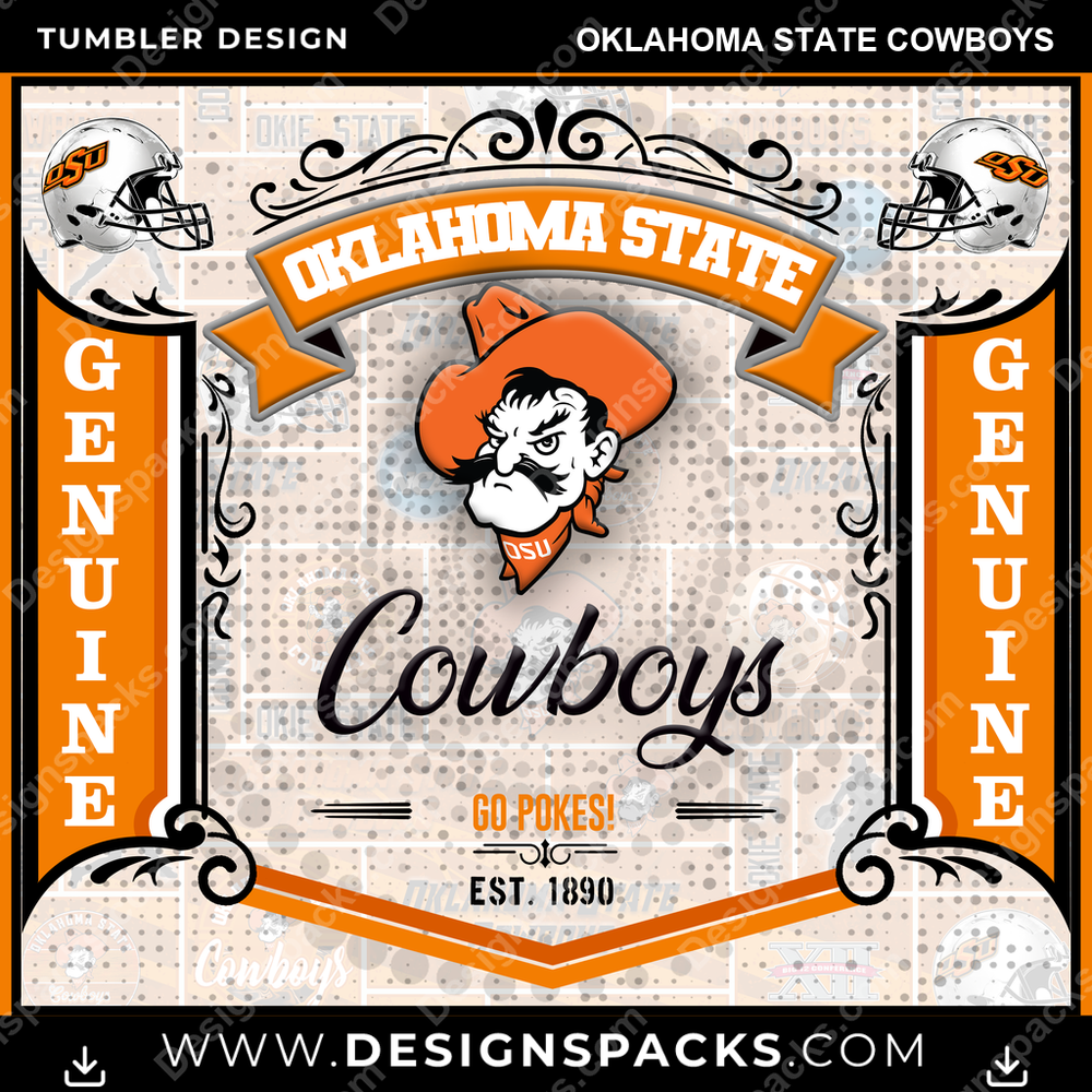 College Sport Bud Oklahoma State Cowboys NCAA College Sport Tumbler Digital Wrap Design Download