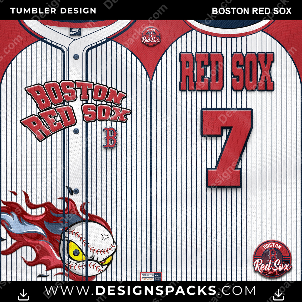 Baseball Team Button-Up Jersey Boston Red Sox Tumbler Digital Wrap Design