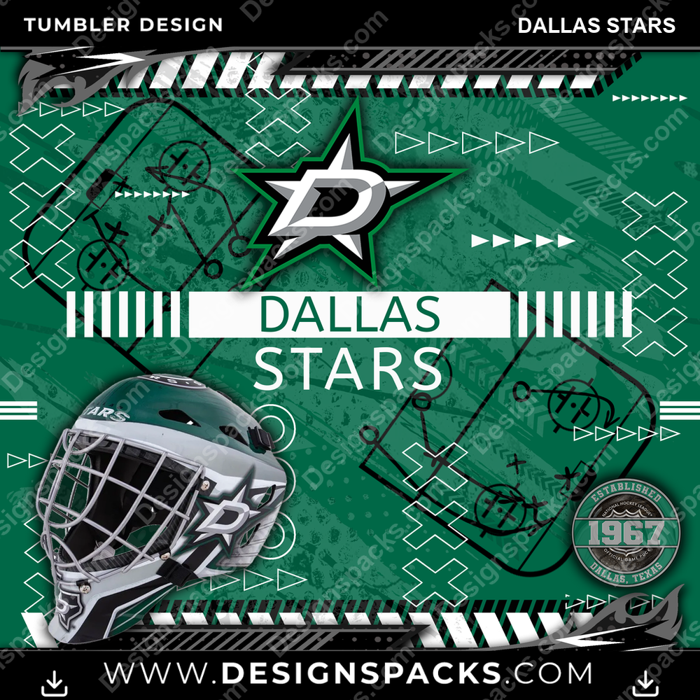 Hockey Xs & Os Dallas Stars NHL Hockey Tumbler Digital Wrap Design Download