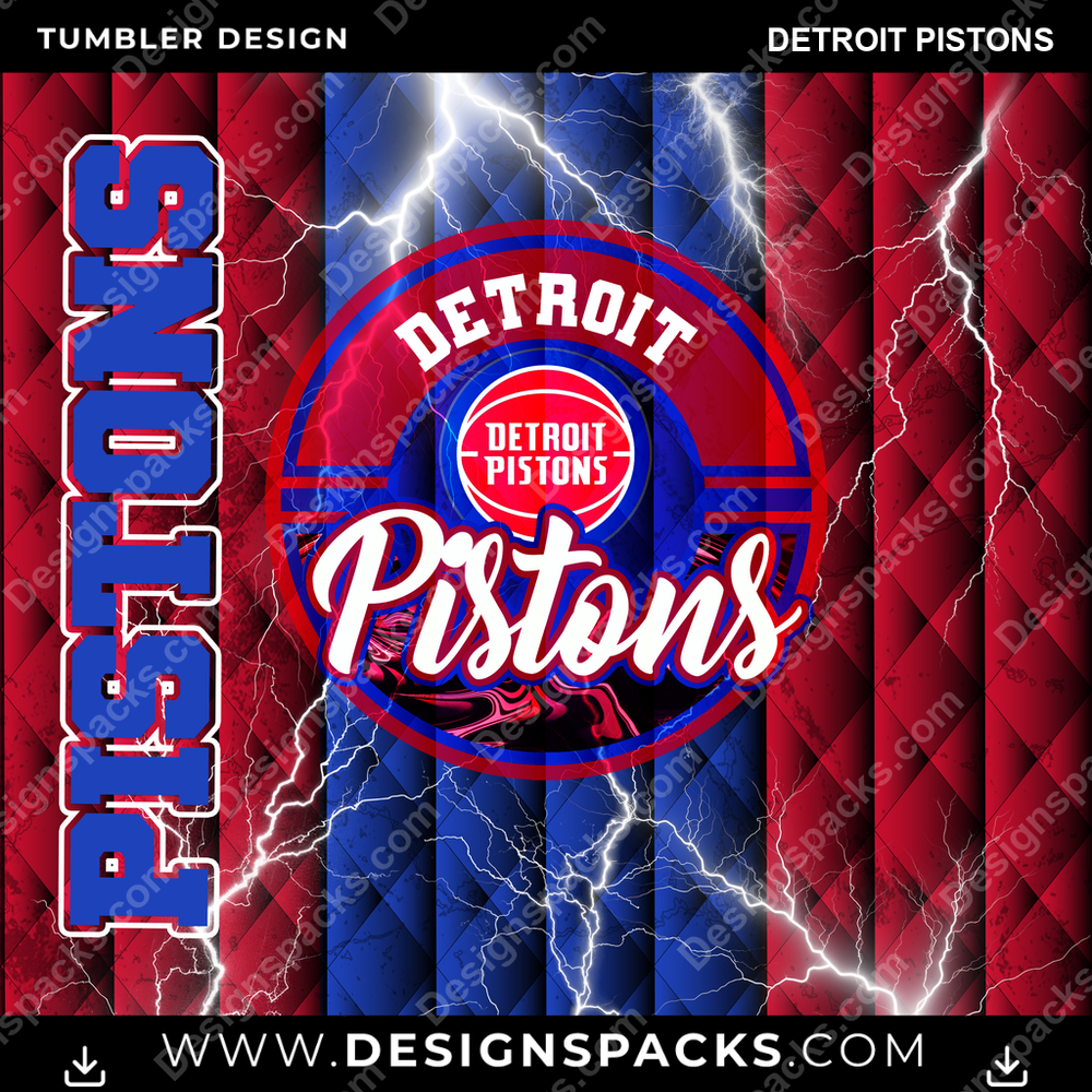 Basketball Diamond Detroit Pistons Tumbler Digital Wrap Design
