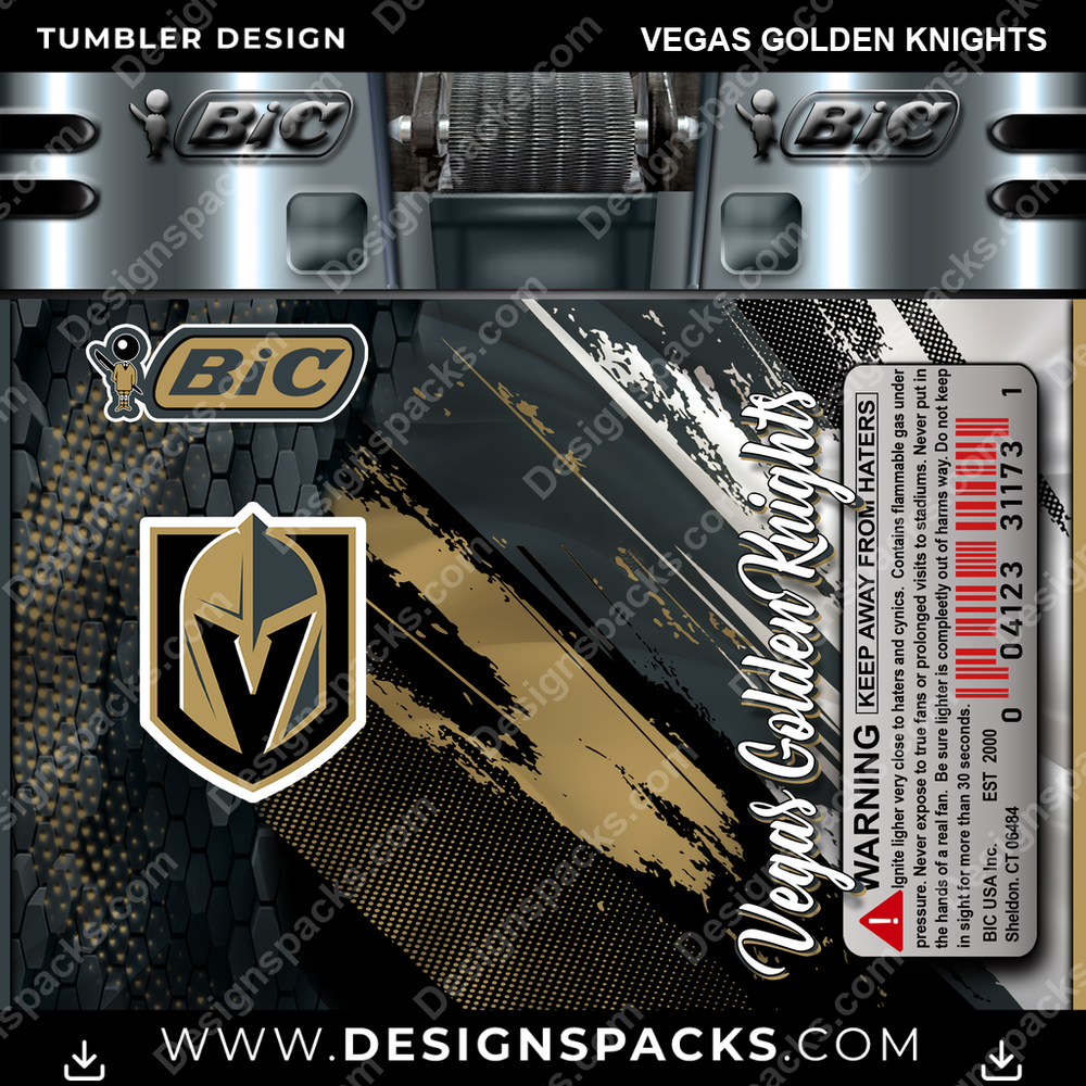 Hockey BIC Lighter Vegas Golden Knights NHL Hockey Tumbler Digital Wrap Design Download