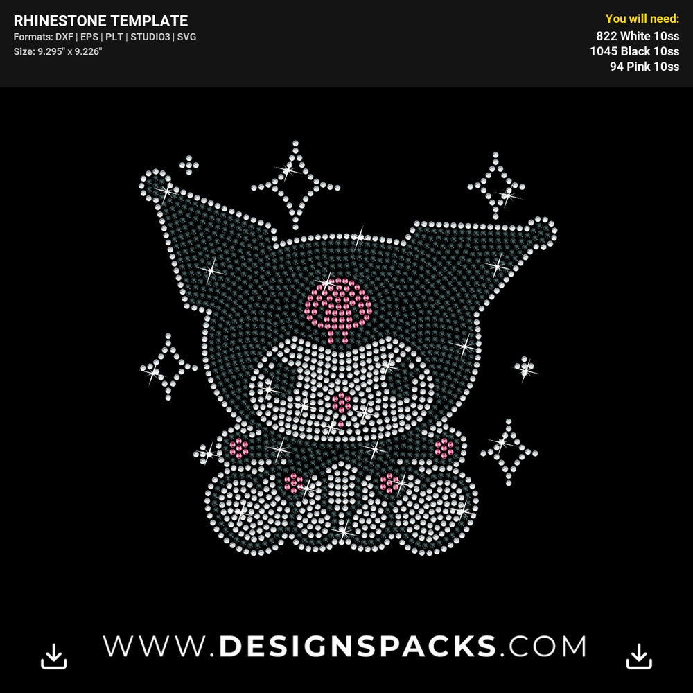 Kuromi Sitting Rhinestone Digital Template