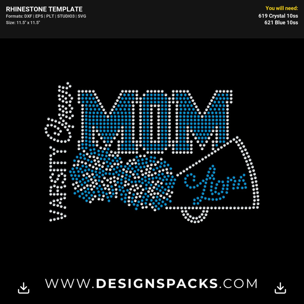 Varsity Cheer Mom Pom Lions Rhinestone Digital Template