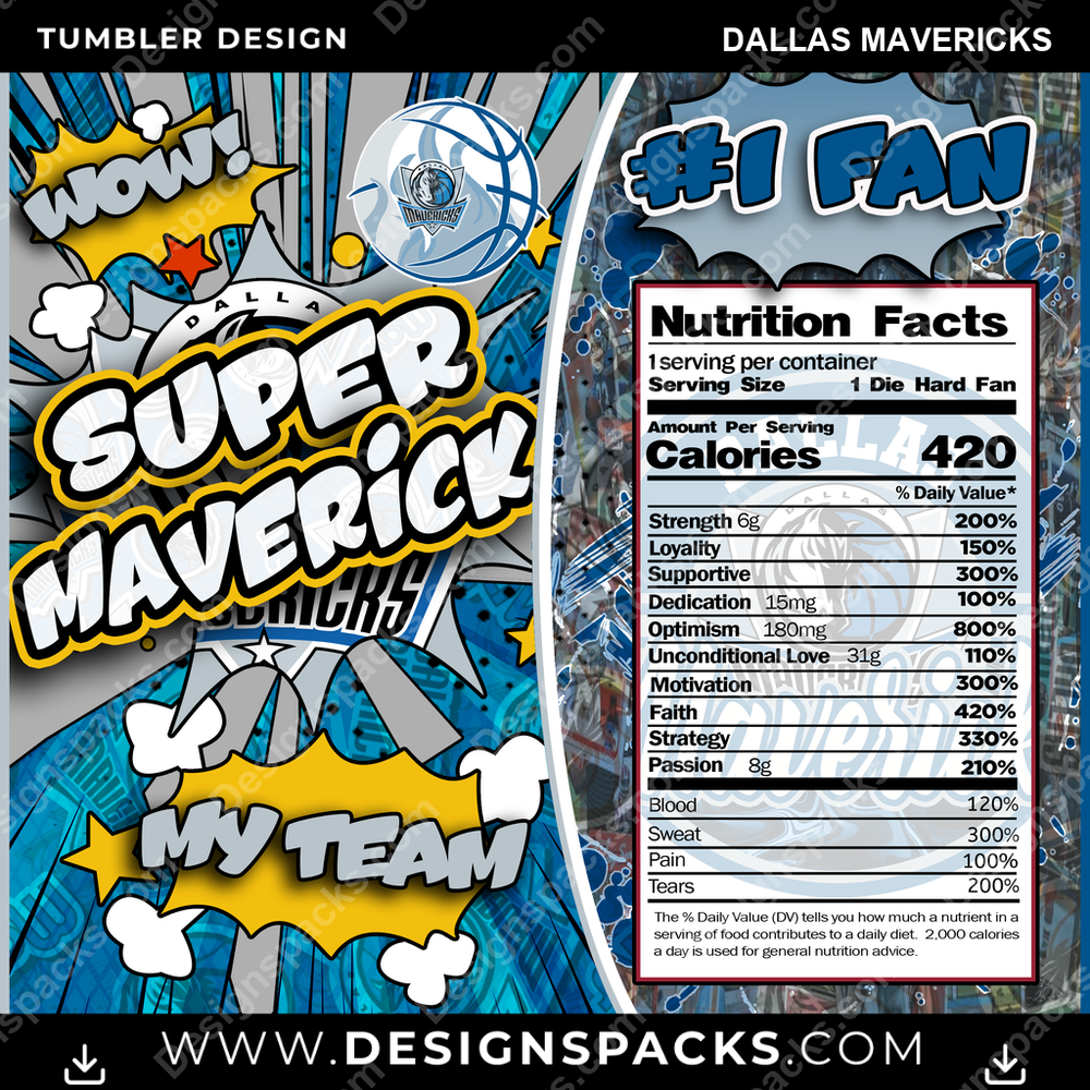 Basketball Super Team Dallas Mavericks Tumbler Digital Wrap Design