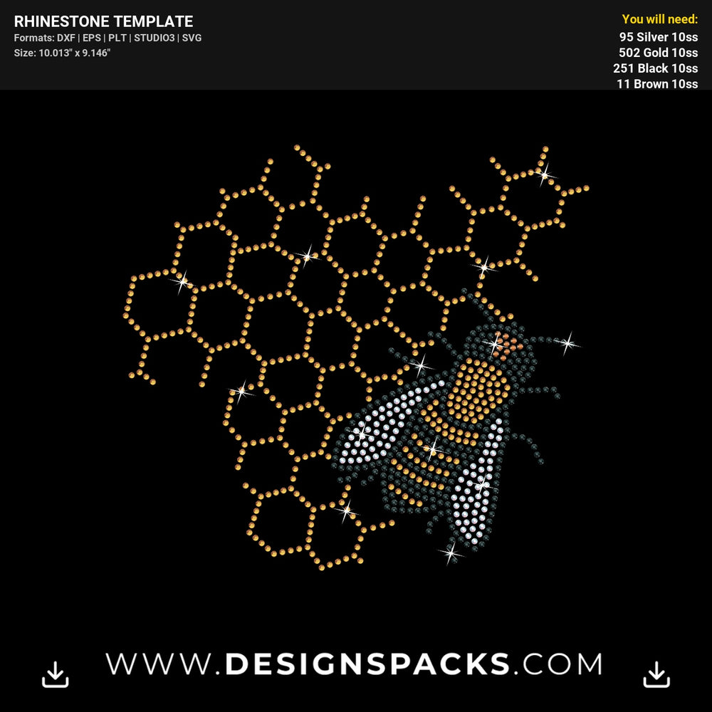 Bumblebee Honeycomb Rhinestone Digital Template