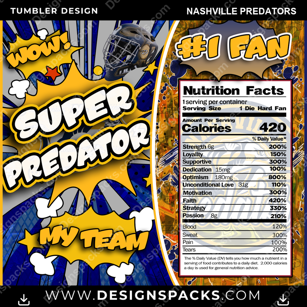 Hockey Super Team Nashville Predators Tumbler Digital Wrap Design