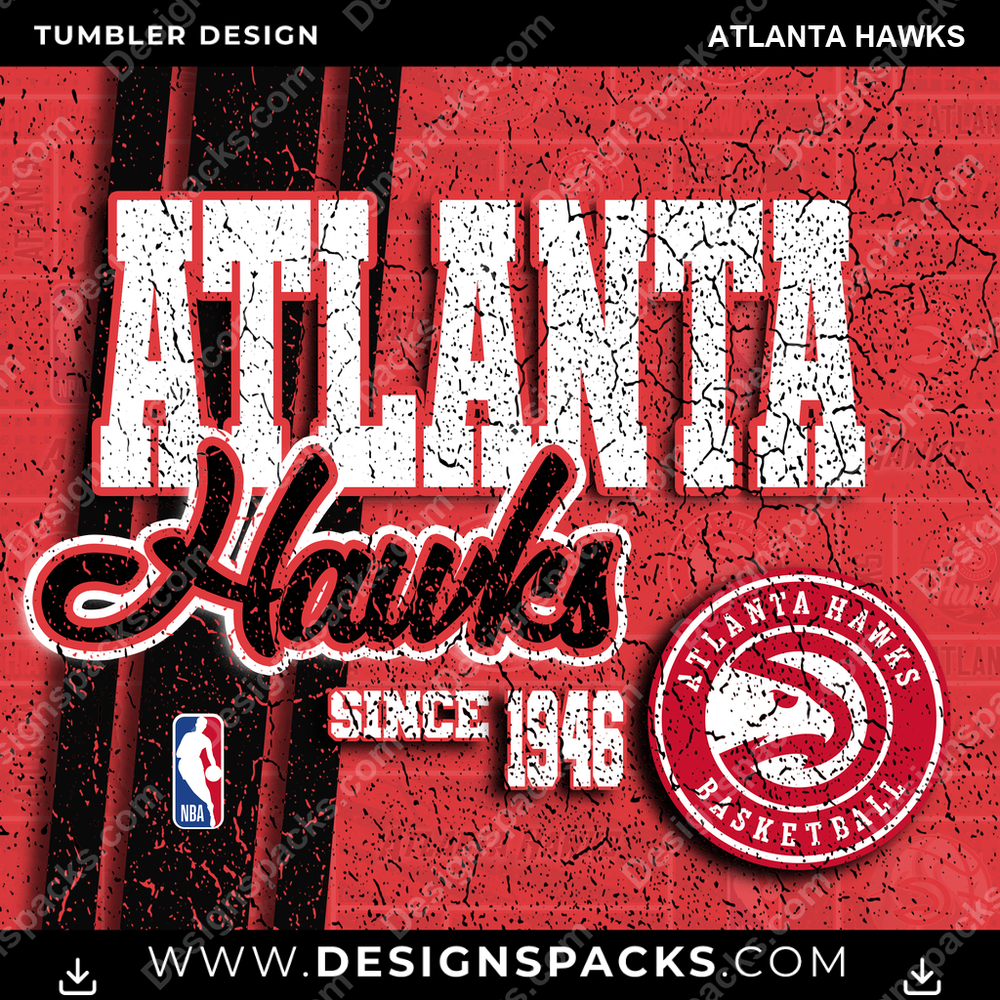 Basketball Grunge Atlanta Hawks Tumbler Digital Wrap Design