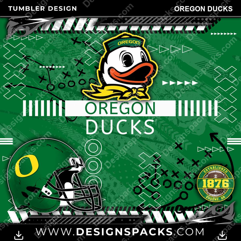 College Sport Xs & Os Oregon Ducks NCAA College Sport Tumbler Digital Wrap Design Download