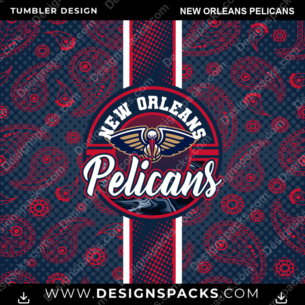 Basketball Handkerchief New Orleans Pelicans NBA Basketball Tumbler Digital Wrap Design Download