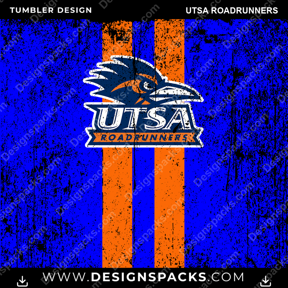 College Sport Grunge Style UTSA Roadrunners NCAA College Sport Tumbler Digital Wrap Design Download