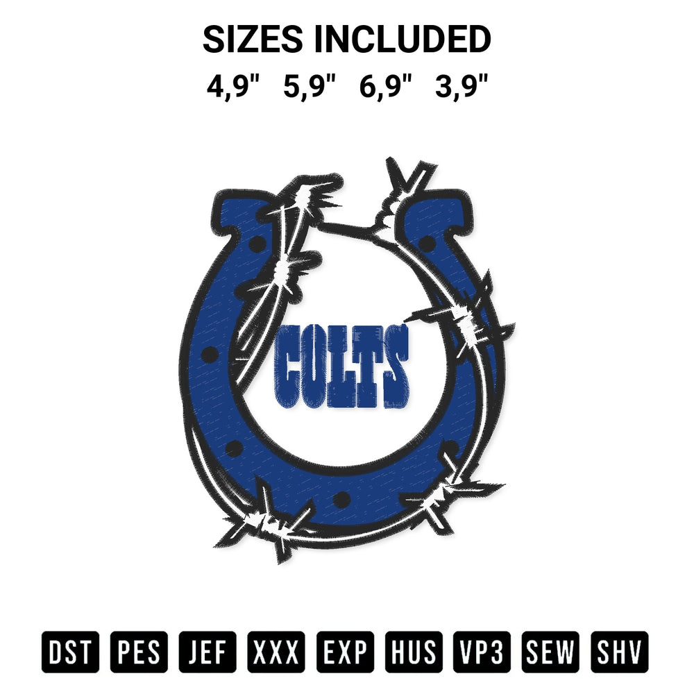 Elevate your next project with our Indianapolis Colts Logo Embroidery Design embroidery file. Shop high-quality digital patterns instantly at Designspacks.com. Available sizes: 4,9", 5,9", 6,9", 3,9".
