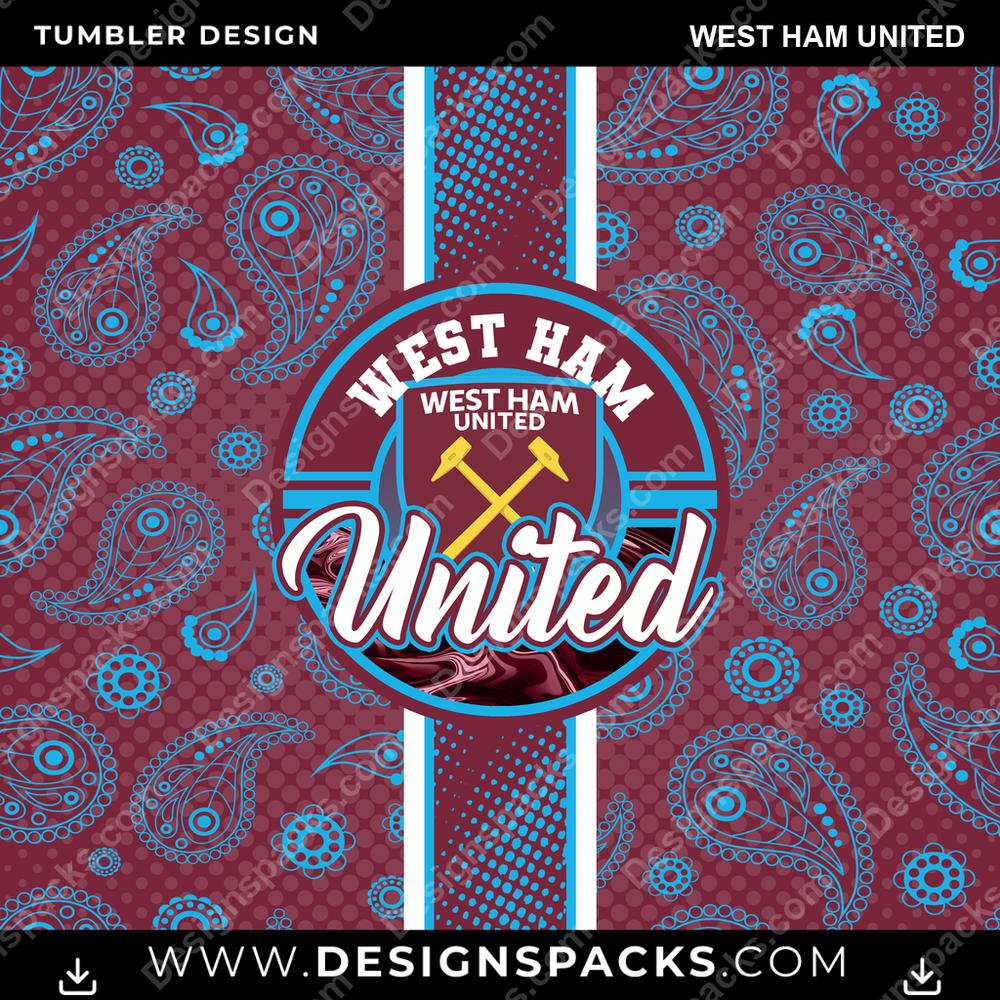 Soccer UK Handkerchief West Ham United MLS Soccer Tumbler Digital Wrap Design Download