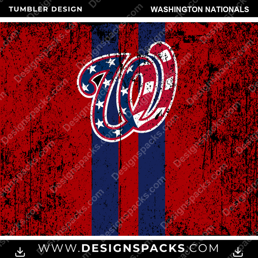 Baseball Grunge Style Washington Nationals Tumbler Digital Wrap Design