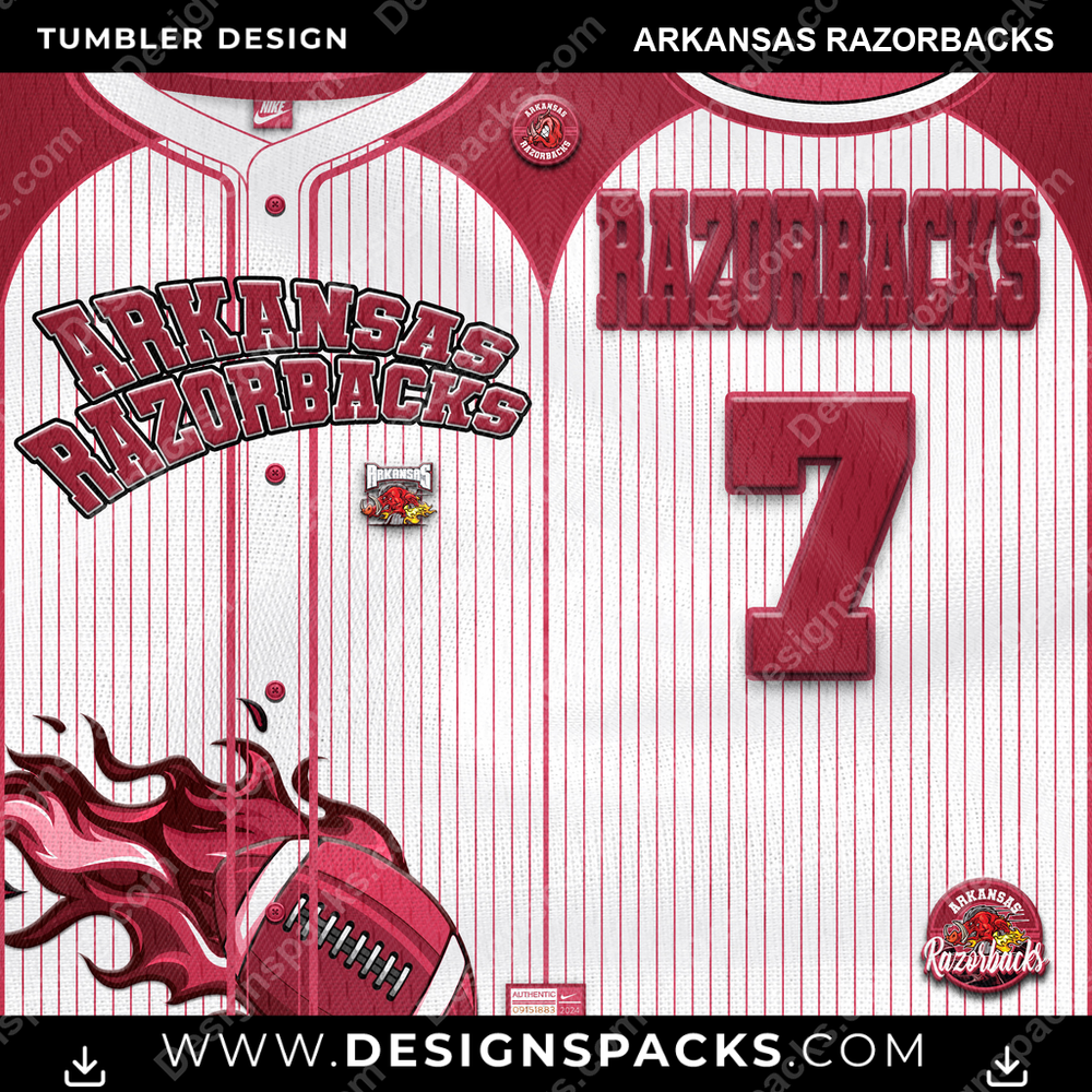 College Sport Team Button-Up Jersey Arkansas Razorbacks NCAA College Sport Tumbler Digital Wrap Design Download