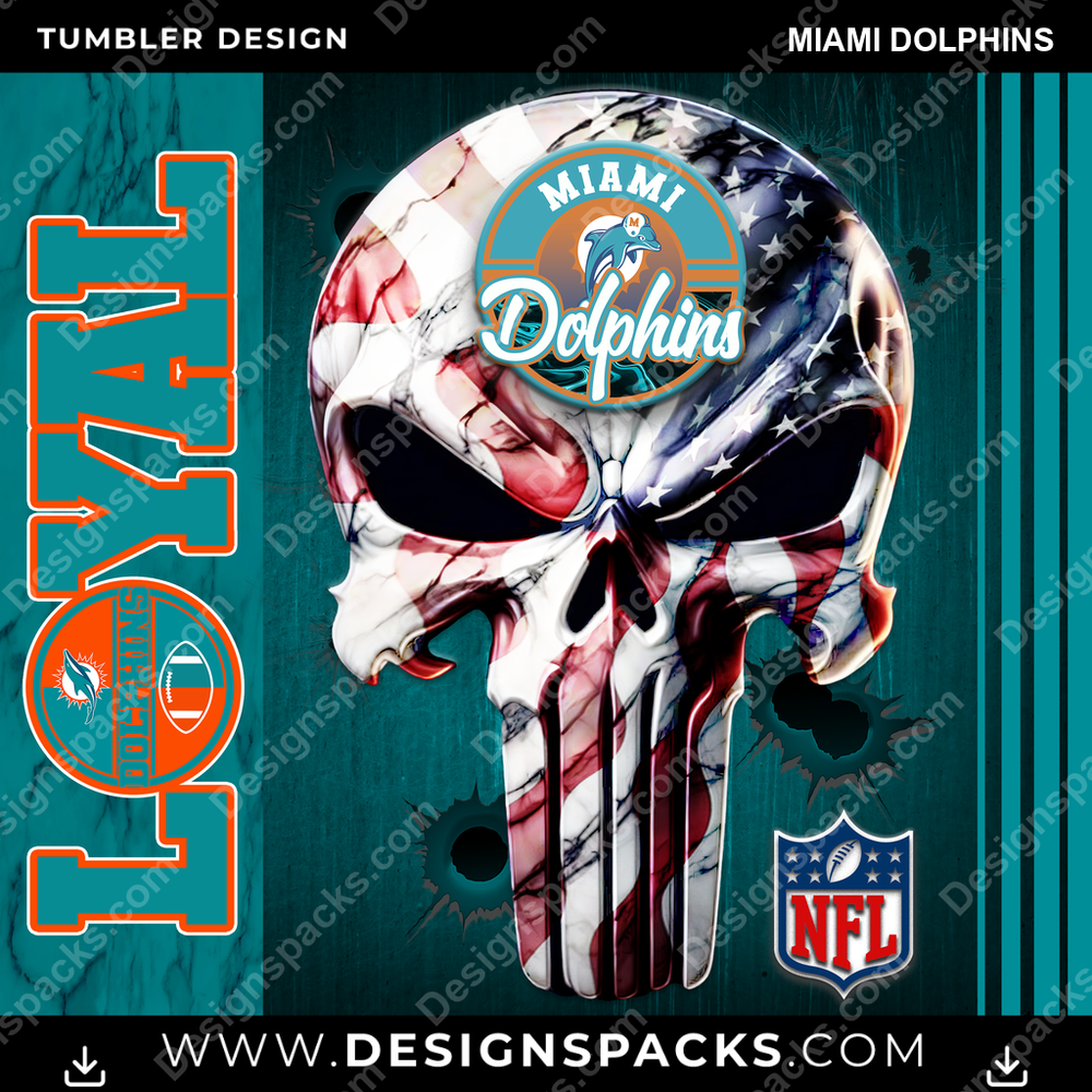 Football Loyal Miami Dolphins Tumbler Digital Wrap Design