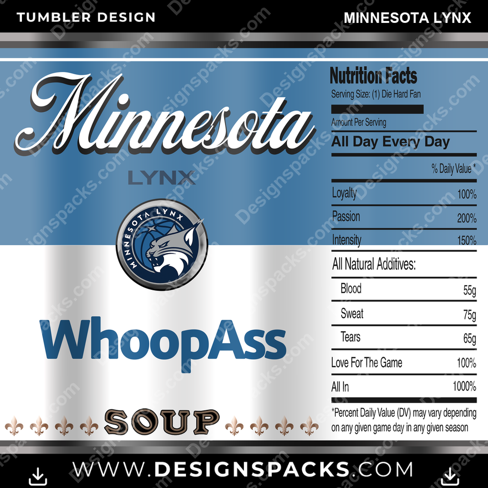 Basketball Soup Can Minnesota Lynx Tumbler Digital Wrap Design