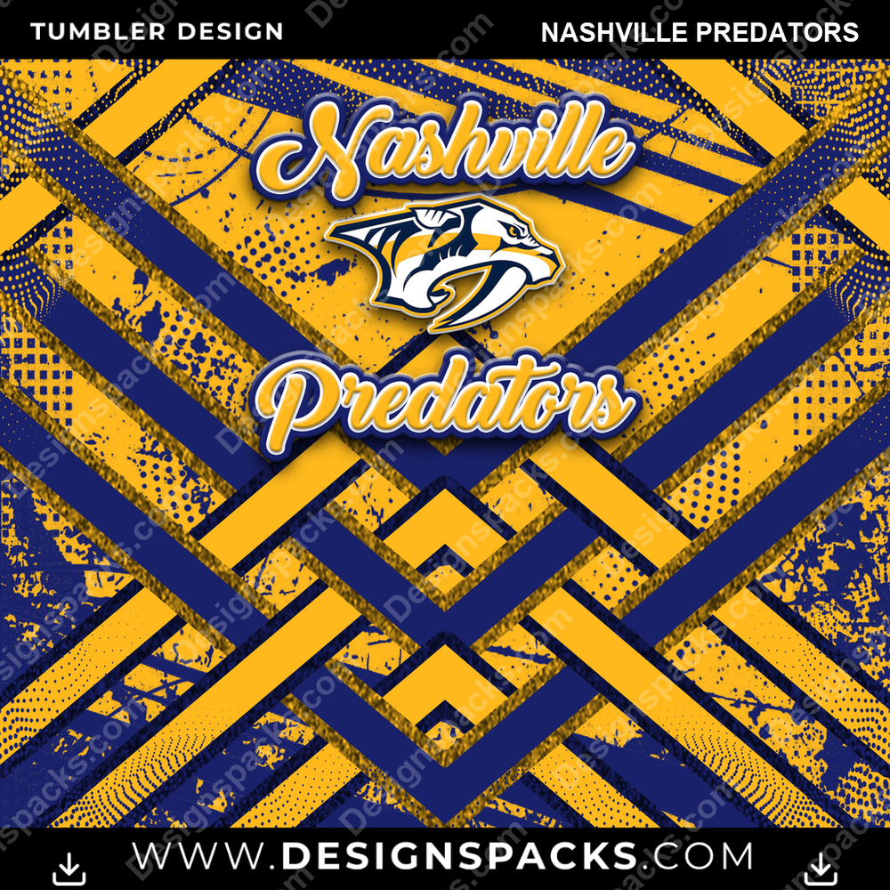 Ice Hockey Glitter Stripe Nashville Predators NHL Hockey Tumbler Digital Wrap Design Download