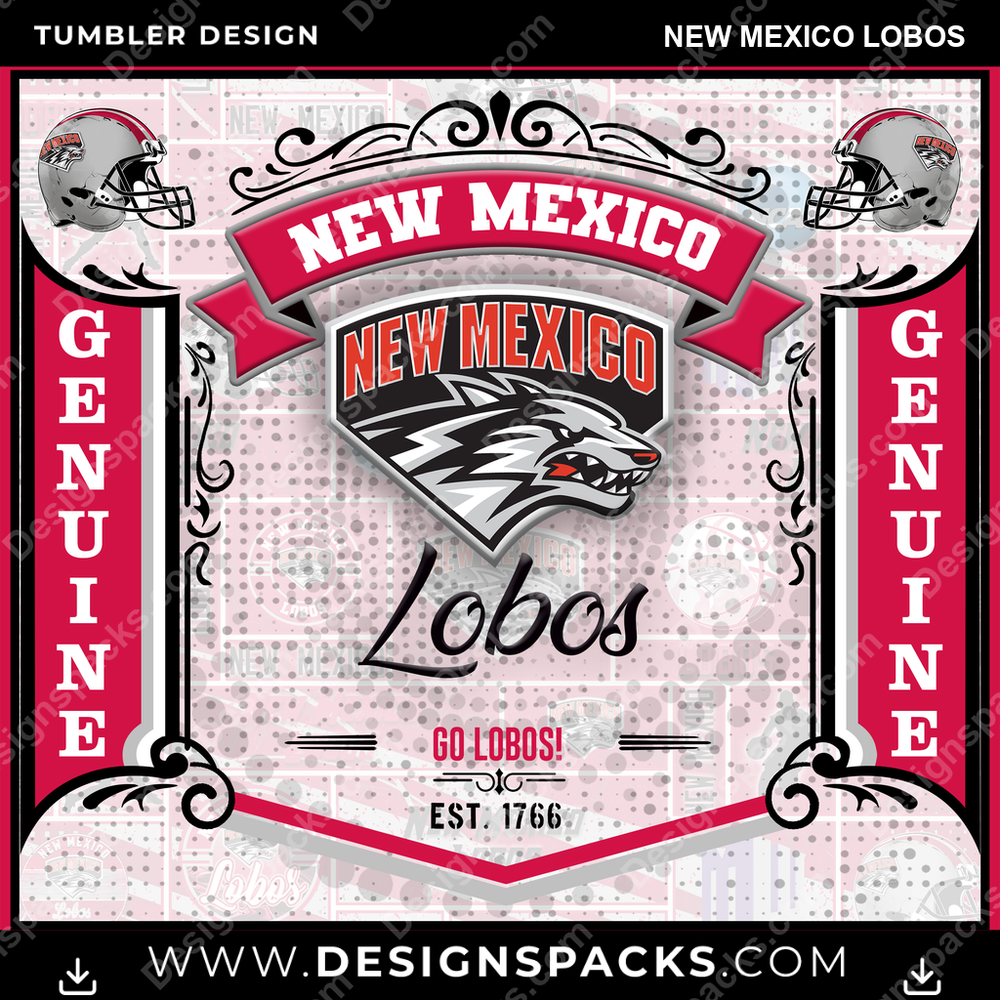 College Sport Bud New Mexico Lobos NCAA College Sport Tumbler Digital Wrap Design Download