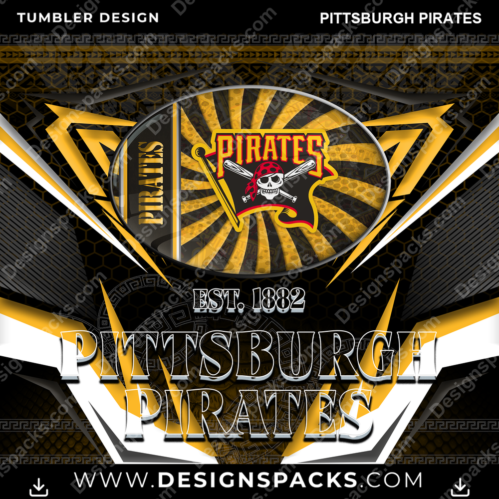 Baseball Tribal Pittsburgh Pirates Tumbler Digital Wrap Design