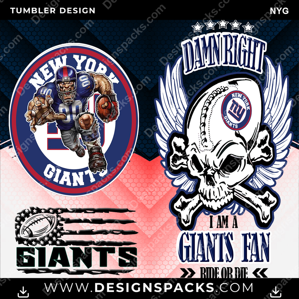 Diseño digital de vaso con envoltura de calavera de fútbol americano NYG