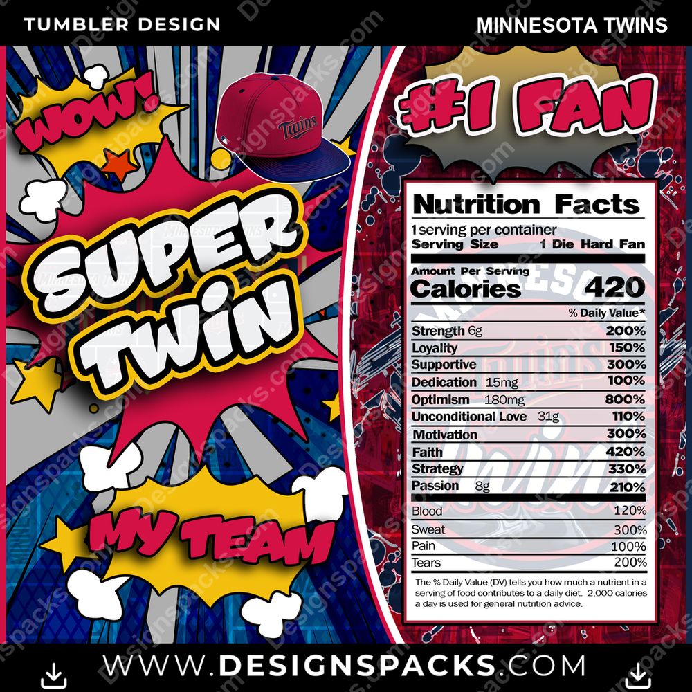 Baseball Super Team Minnesota Twins Tumbler Digital Wrap Design