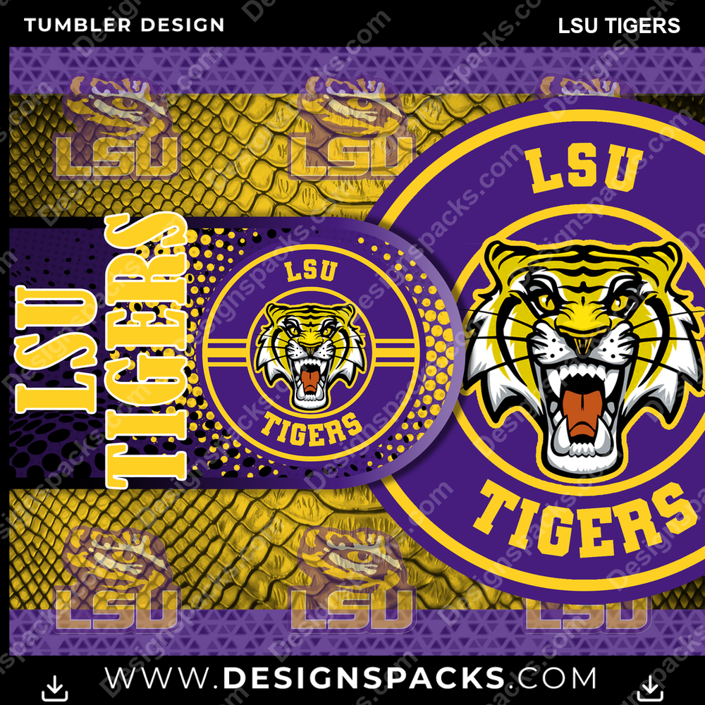 College Sport Hyper LSU Tigers Tumbler Digital Wrap Design