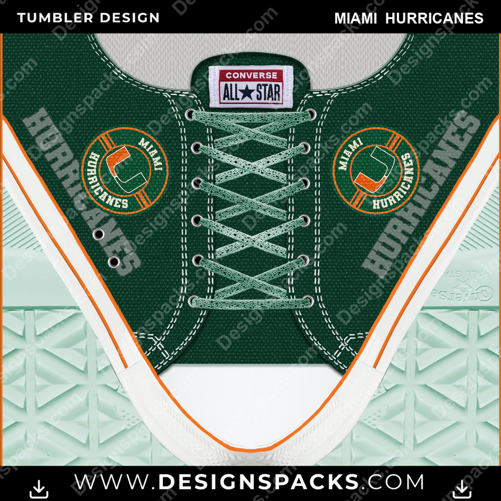College Sport Converse Miami Hurricanes Tumbler Digital Wrap Design