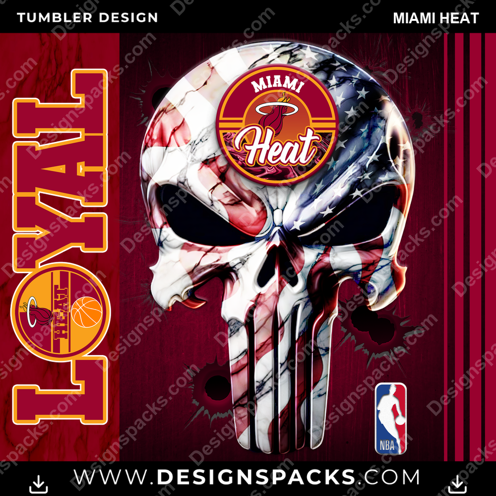 Basketball Loyal Miami Heat Tumbler Digital Wrap Design