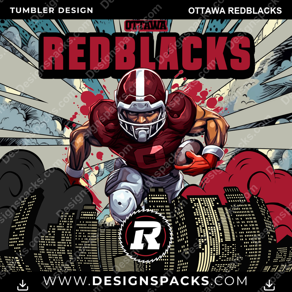 Canada Football Comic Cover Ottawa Redblacks Tumbler Digital Wrap Design