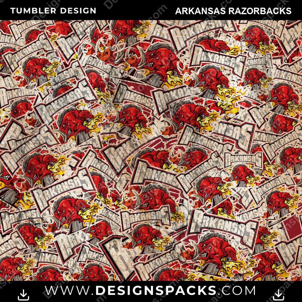 College Sport Logo BG Arkansas Razorbacks NCAA College Sport Tumbler Digital Wrap Design Download