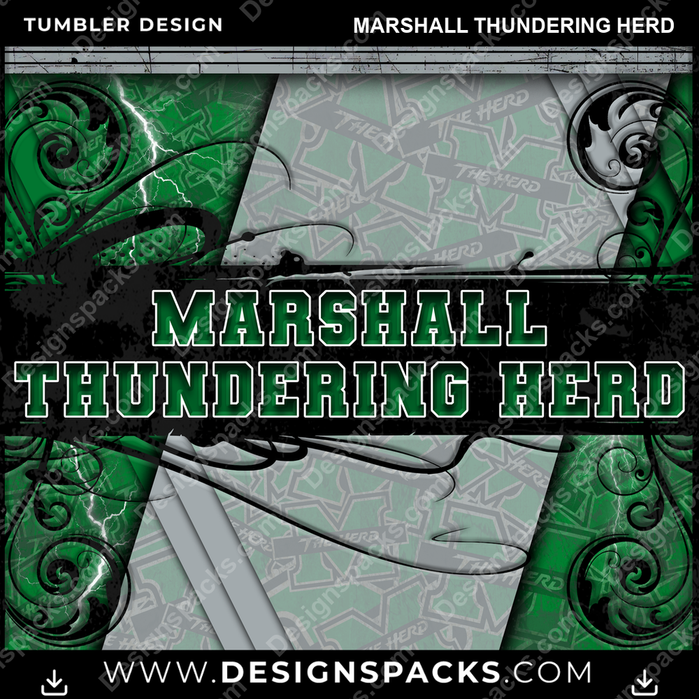 College Sport Elegant Marshall Thundering Herd Tumbler Digital Wrap Design