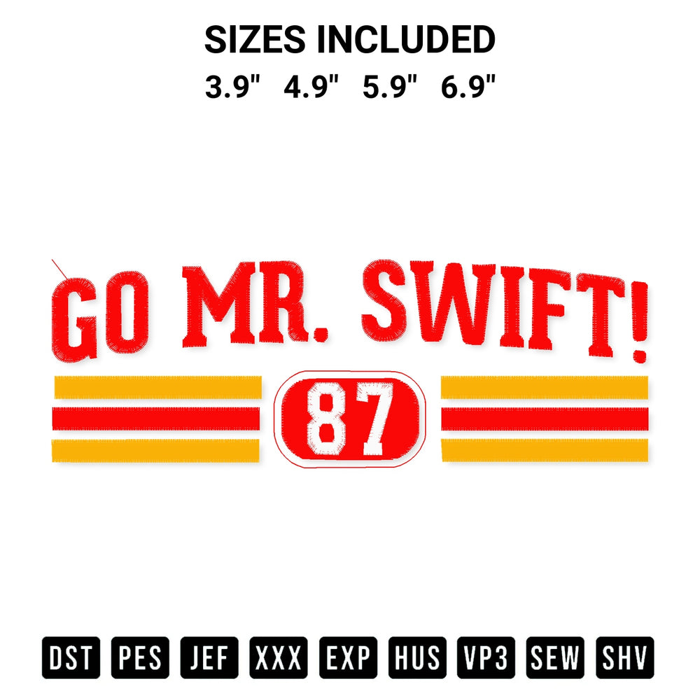 Elevate your next project with our Go Mr Swift 87 Embroidery Design embroidery file. Shop high-quality digital patterns instantly at Designspacks.com. Available sizes: 3.9", 4.9", 5.9", 6.9".
