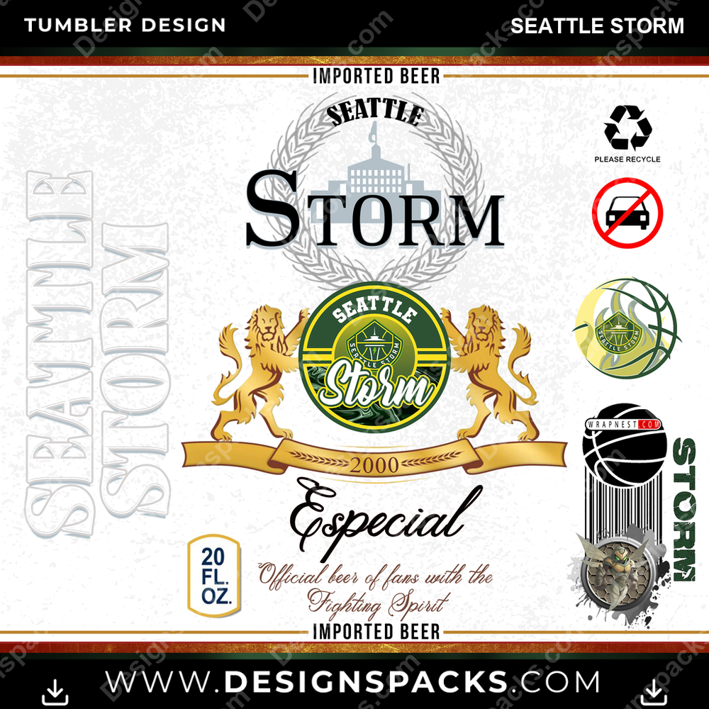 Basketball Modelo Seattle Storm Tumbler Digital Wrap Design
