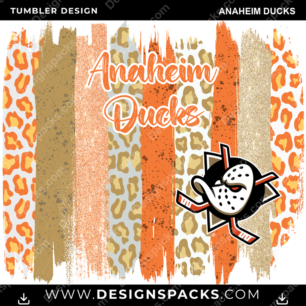 Hockey Brush Strokes Anaheim Ducks Tumbler Digital Wrap Design